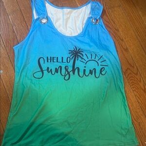 Blue and Green 'Hello Sunshine' Tank Top